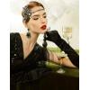 imageBABEYOND Art Deco 1920s Flapper Great Gatsby Inspired Leaf Medallion Pearl Headpiece Headband GoldBlack