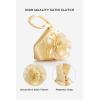 imageBABEYOND Clutch Purses for Women  Evening Bags Flower Satin Handbag Classy Wristlet Purse for Party Daily WeddingGold