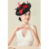 imageBABEYOND Derby Hats for Women  Fascinators Tea Party Hats Headband Wide Brim Fascinator Wedding Cocktail Flower FeathersBlack Red