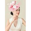 imageBABEYOND Derby Hats for Women  Fascinators Tea Party Hats Headband Wide Brim Fascinator Wedding Cocktail Flower FeathersPink