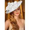 imageBABEYOND Derby Hats for Women  Fascinators Tea Party Hats Headband Wide Brim Fascinator Wedding Cocktail Flower FeathersWhite