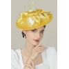 imageBABEYOND Derby Hats for Women  Fascinators Tea Party Hats Headband Wide Brim Fascinator Wedding Cocktail Flower FeathersYellow
