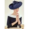 imageBABEYOND Derby Hats for Women  Fascinators Tea Party Hats Headband Wide Brim Fascinator for Wedding CocktailNavy Blue