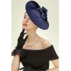 imageBABEYOND Derby Hats for Women  Fascinators Tea Party Hats Headband Wide Brim Fascinator for Wedding CocktailNavy Blue