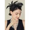imageBABEYOND Fascinator Hat Feather Fascinator Hair Clip Tea Party Pillbox Derby Hat Fascinator Headband for Bridal WeddingBlack