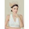 imageBABEYOND Fascinator Hat Feather Fascinator Hair Clip Tea Party Pillbox Derby Hat Fascinator Headband for Bridal WeddingChampagne