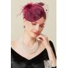 imageBABEYOND Fascinator Hat Veil Feather Fascinators Hair Clip Tea Party Pillbox Derby Hat Fascinator Bridal WeddingAncora Red