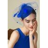 imageBABEYOND Fascinator Hat Veil Feather Fascinators Hair Clip Tea Party Pillbox Derby Hat Fascinator Bridal WeddingBlue