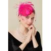 imageBABEYOND Fascinator Hat Veil Feather Fascinators Hair Clip Tea Party Pillbox Derby Hat Fascinator Bridal WeddingFuchsia