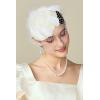 imageBABEYOND Fascinator Hat Veil Feather Fascinators Hair Clip Tea Party Pillbox Derby Hat Fascinator Bridal WeddingOffwhite