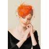 imageBABEYOND Fascinator Hat Veil Feather Fascinators Hair Clip Tea Party Pillbox Derby Hat Fascinator Bridal WeddingOrange