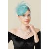 imageBABEYOND Fascinator Hat Veil Feather Fascinators Hair Clip Tea Party Pillbox Derby Hat Fascinator Bridal WeddingTurquoise