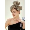 imageBABEYOND Fascinator Hat for Women Tea Party Derby Hat Mesh Cocktail Pillbox Hat Bridal Wedding HeadpieceChampagne