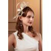 imageBABEYOND Fascinator Hats for Women  Tea Party Hats Fascinators Kentucky Headwear Derby Hat Wedding Feather Ribbon HeadbandYbeige