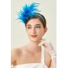 imageBABEYOND Fascinator Hats for Women Feather Headband Kentucky Headpiece Gatsby Derby Hat for Cocktail Wedding Tea PartyLake Blue