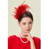 imageBABEYOND Fascinator Hats for Women Feather Headband Kentucky Headpiece Gatsby Derby Hat for Cocktail Wedding Tea PartyRed