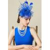 imageBABEYOND Fascinator Hats for Women Tea Party Hat Kentucky Fascinators Headband Derby Hats Wedding Flower Feathers Hair ClipBlue