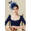 imageBABEYOND Fascinator Hats for Women Tea Party Hat Kentucky Fascinators Headband Derby Hats Wedding Flower Feathers Hair ClipDark Blue