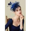 imageBABEYOND Fascinator Hats for Women Tea Party Hat Kentucky Fascinators Headband Derby Hats Wedding Flower Feathers Hair ClipDark Blue
