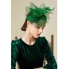 imageBABEYOND Fascinator Hats for Women Tea Party Hat Kentucky Fascinators Headband Derby Hats Wedding Flower Feathers Hair ClipDark Green