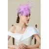 imageBABEYOND Fascinator Hats for Women Tea Party Hat Kentucky Fascinators Headband Derby Hats Wedding Flower Feathers Hair ClipLight Purple