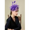 imageBABEYOND Fascinator Hats for Women Tea Party Hat Kentucky Fascinators Headband Derby Hats Wedding Flower Feathers Hair ClipPurple