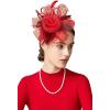 imageBABEYOND Fascinator Hats for Women Tea Party Hat Kentucky Fascinators Headband Derby Hats Wedding Flower Feathers Hair ClipRed