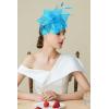imageBABEYOND Fascinator Hats for Women Tea Party Hat Kentucky Fascinators Headband Derby Hats Wedding Flower Feathers Hair ClipSky Blue