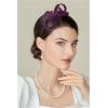 imageBABEYOND Fascinator Headband for Women  Tea Party Kentucky Bow Headband Derby Bridal Wedding Daily Headpiece with Hair ClipDark Purple