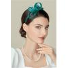 imageBABEYOND Fascinator Headband for Women  Tea Party Kentucky Bow Headband Derby Bridal Wedding Daily Headpiece with Hair ClipDark Teal