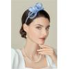 imageBABEYOND Fascinator Headband for Women  Tea Party Kentucky Bow Headband Derby Bridal Wedding Daily Headpiece with Hair ClipLight Blue
