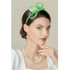 imageBABEYOND Fascinator Headband for Women  Tea Party Kentucky Bow Headband Derby Bridal Wedding Daily Headpiece with Hair ClipLight Green