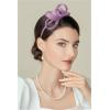 imageBABEYOND Fascinator Headband for Women  Tea Party Kentucky Bow Headband Derby Bridal Wedding Daily Headpiece with Hair ClipLight Purple