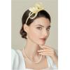 imageBABEYOND Fascinator Headband for Women  Tea Party Kentucky Bow Headband Derby Bridal Wedding Daily Headpiece with Hair ClipLight Yellow