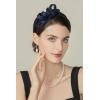 imageBABEYOND Fascinator Headband for Women  Tea Party Kentucky Bow Headband Derby Bridal Wedding Daily Headpiece with Hair ClipNavy Blue