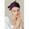 imageBABEYOND Fascinator Headband for Women  Tea Party Kentucky Bow Headband Derby Cocktail Wedding Ribbon Hair Clip for DailyDark Purple