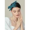 imageBABEYOND Fascinator Headband for Women  Tea Party Kentucky Bow Headband Derby Cocktail Wedding Ribbon Hair Clip for DailyDark Teal