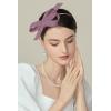 imageBABEYOND Fascinator Headband for Women  Tea Party Kentucky Bow Headband Derby Cocktail Wedding Ribbon Hair Clip for DailyLight Purple