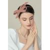 imageBABEYOND Fascinator Headband for Women  Tea Party Kentucky Bow Headband Derby Cocktail Wedding Ribbon Hair Clip for DailyNude Pink