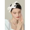 imageBABEYOND Fascinator Headband for Women  Tea Party Kentucky Bow Headband Derby Cocktail Wedding Ribbon Hair Clip for DailyWhite