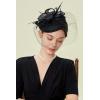imageBABEYOND Fascinators Hat Veil Feather Hair Clip Tea Party Kentucky Pillbox Derby Bridal for WeddingBlack