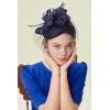 imageBABEYOND Fascinators Hat Veil Feather Hair Clip Tea Party Kentucky Pillbox Derby Bridal for WeddingDark Blue