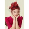 imageBABEYOND Fascinators Hat Veil Feather Hair Clip Tea Party Kentucky Pillbox Derby Bridal for WeddingRed