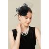 imageBABEYOND Fascinators Hats for Women  Mini Top Tea Party Hat Veil Feather Kentucky Fascinator Flower Mesh Hat Hair ClipBlack