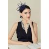 imageBABEYOND Fascinators Hats for Women  Tea Party Hat Kentucky Fascinator Derby Feather Flower Hair Clip Bridal WeddingNavy Blue