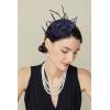imageBABEYOND Fascinators Hats for Women  Tea Party Hat Kentucky Fascinator Derby Feather Flower Hair Clip Bridal WeddingNavy Blue