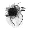 imageBABEYOND Fascinators Hats for Women  Tea Party Kentucky Fascinator Derby Hat Feathers Flower Mesh Knot Veil Headband Light BlueBlack