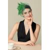 imageBABEYOND Fascinators Hats for Women  Tea Party Kentucky Fascinator Derby Hat Feathers Flower Mesh Knot Veil Headband Light BlueDark Green