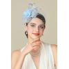 imageBABEYOND Fascinators Hats for Women  Tea Party Kentucky Fascinator Derby Hat Feathers Flower Mesh Knot Veil Headband Light BlueLight Blue