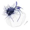 imageBABEYOND Fascinators Hats for Women  Tea Party Kentucky Fascinator Derby Hat Feathers Flower Mesh Knot Veil Headband Light BlueNavy Blue